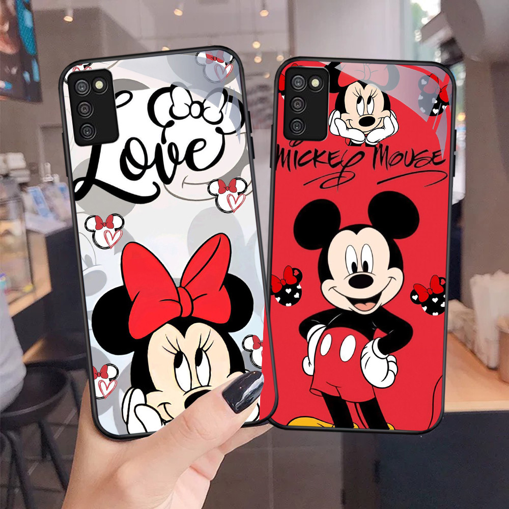 NC-57 Mickey Mouse Kaca Glass Case Untuk Samsung A03S A71 M02S A02S A51