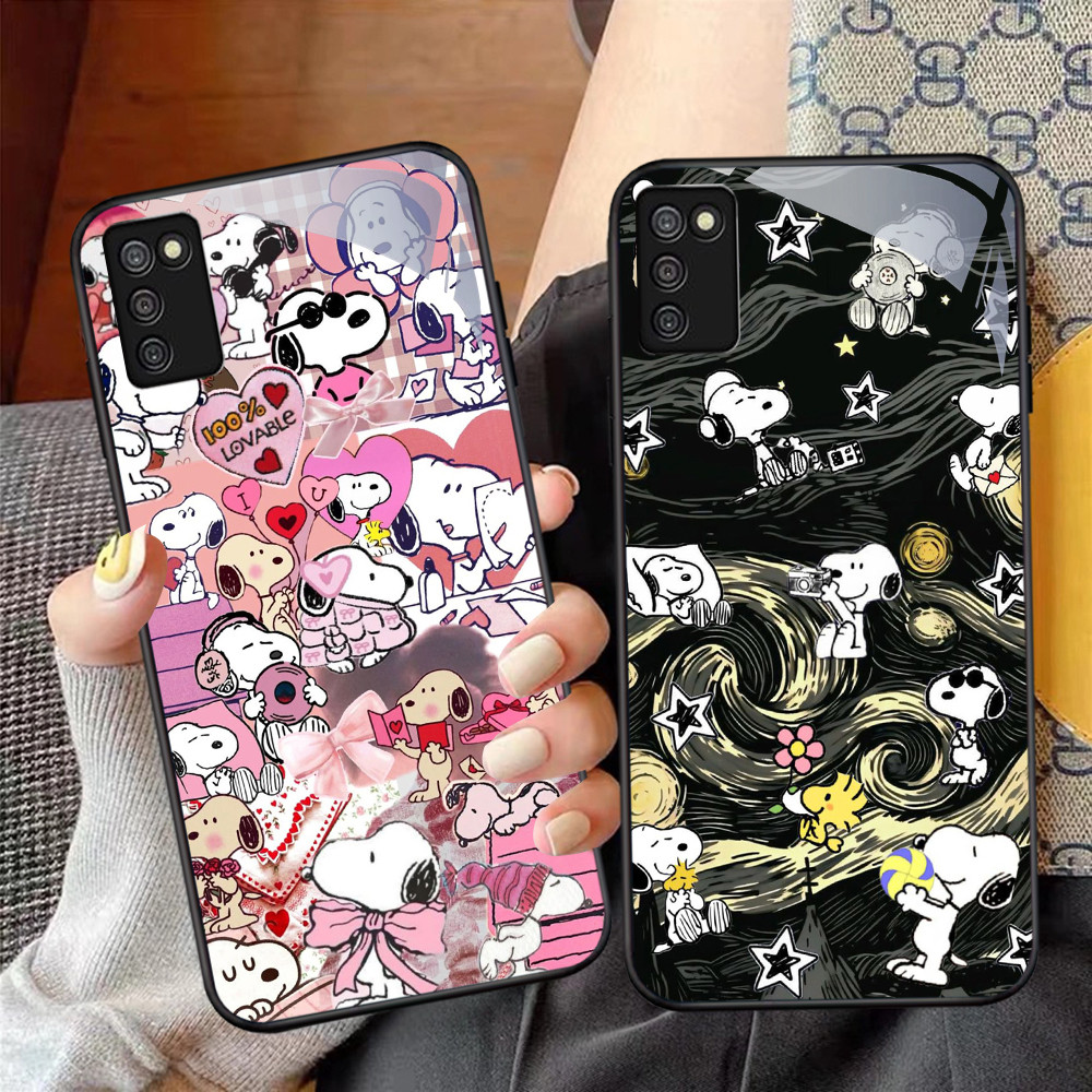 NC-81 Snoopy Kaca Glass Case Untuk Samsung A03S A71 M02S A02S A51