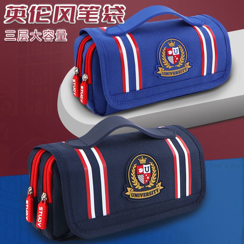 

Kotak Pensil Kasus gaya Inggris anak laki-laki siswa sekolah dasar, multifunksional dengan banyak lapisan dan kapasitas besar, kasus Import