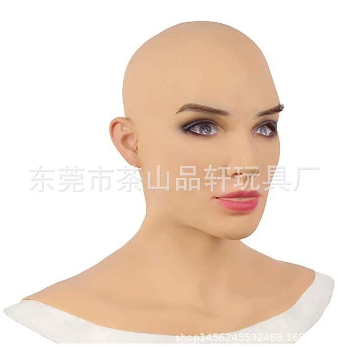 Topeng Wajah Mask  Halloween Cosplay props, wanita botak latex, topeng, headgear, topeng lucu