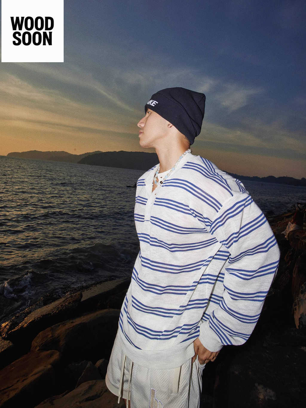 PAPASLILMONSTER  Kaos Lengan Panjang Bergaris Ringan dan Santai untuk Pria