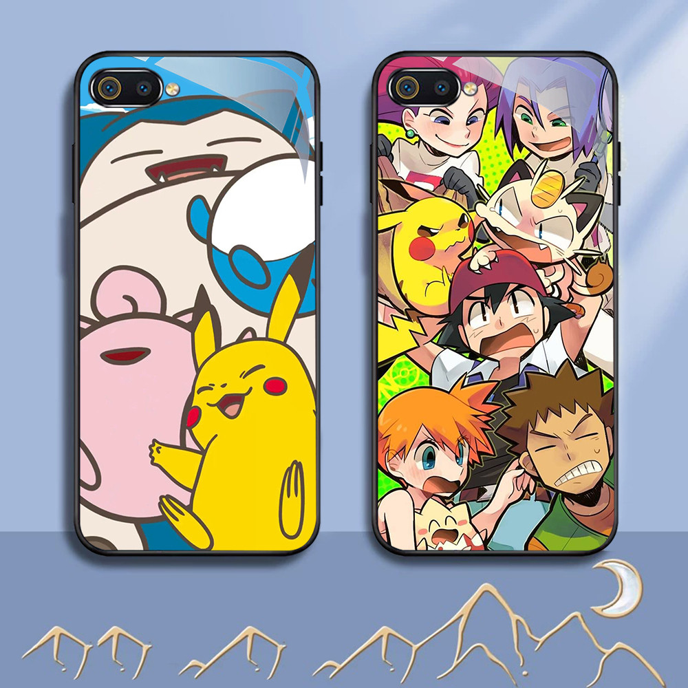 NC-70 Pokemon Kaca Glass Case Untuk Realme C1 C2 C2s OPPO A3S A5 A12E