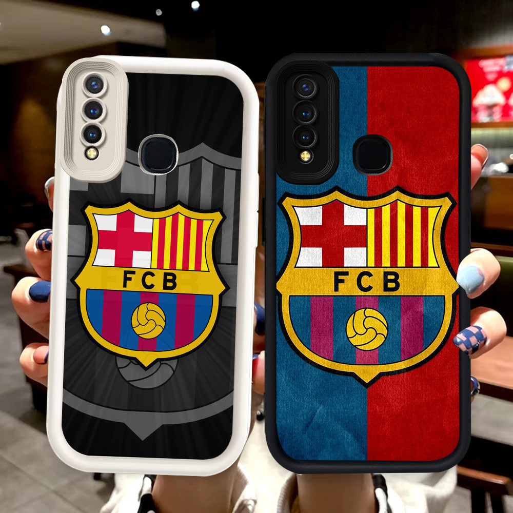 N135 Barcelona Silikon hitam putih Casing untuk VIVO Y12 Y19 Z1 Y17 Y15 Pro Case