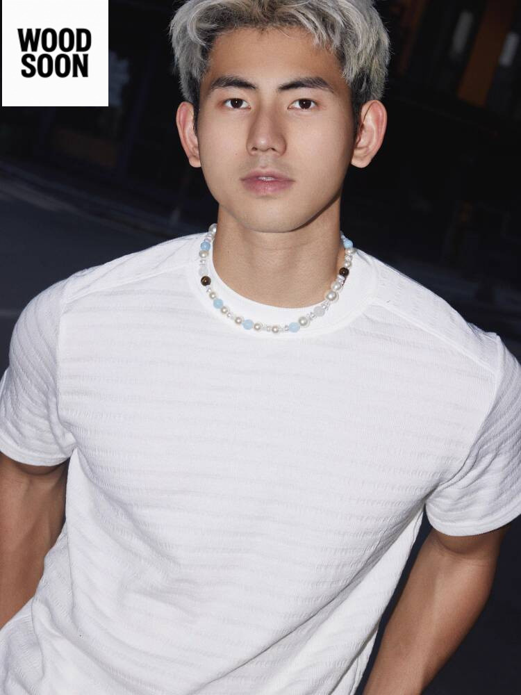 Kaos Pasangan Lengan Pendek Desain Leher Kecil Amerika Tekstur Jacquard Longgar Santai Gaya Uang Lam