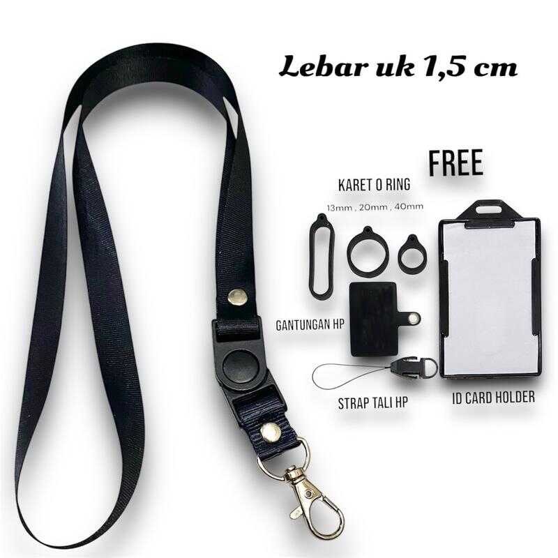 

Tali Hitam Polos Poliester Lebar Uk 1,5cm , Bisa Untuk Lanyard Nametag(Idcard Holder),Gantungan Hp Dll Multifungsi