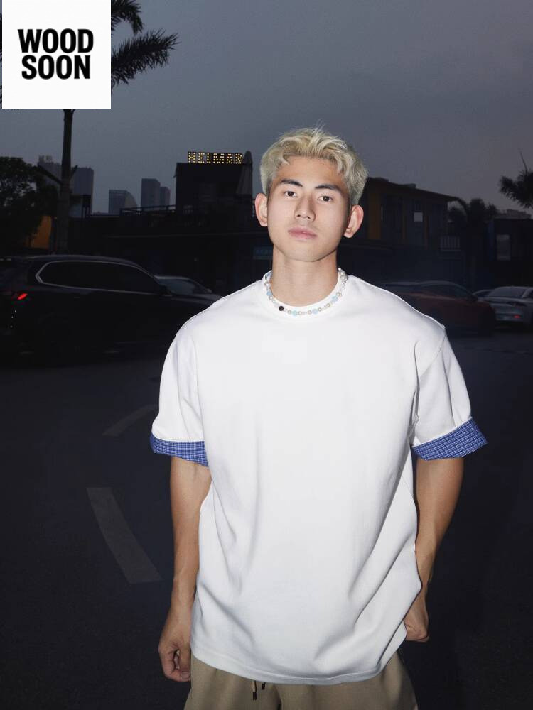 

PAPASLILMONSTER Amerika Sederhana Serbaguna Kotak-Kotak Palsu Dua Potong Lengan Pendek Longgar Gaya Kampus Tinggi