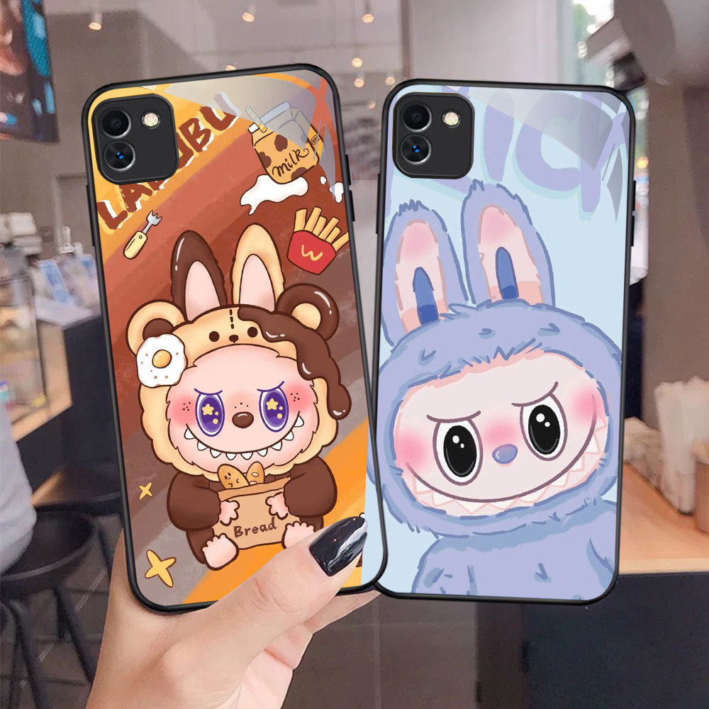 NC-68 Pink Labubuu Kaca Glass Case Untuk Samsung A03 A04 A05 M04 F04 A04E Core