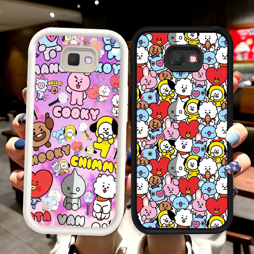 N2 BT21 Silikon hitam putih Casing untuk Samsung J7 J2 J4 J6 Prime Plus Pro Case