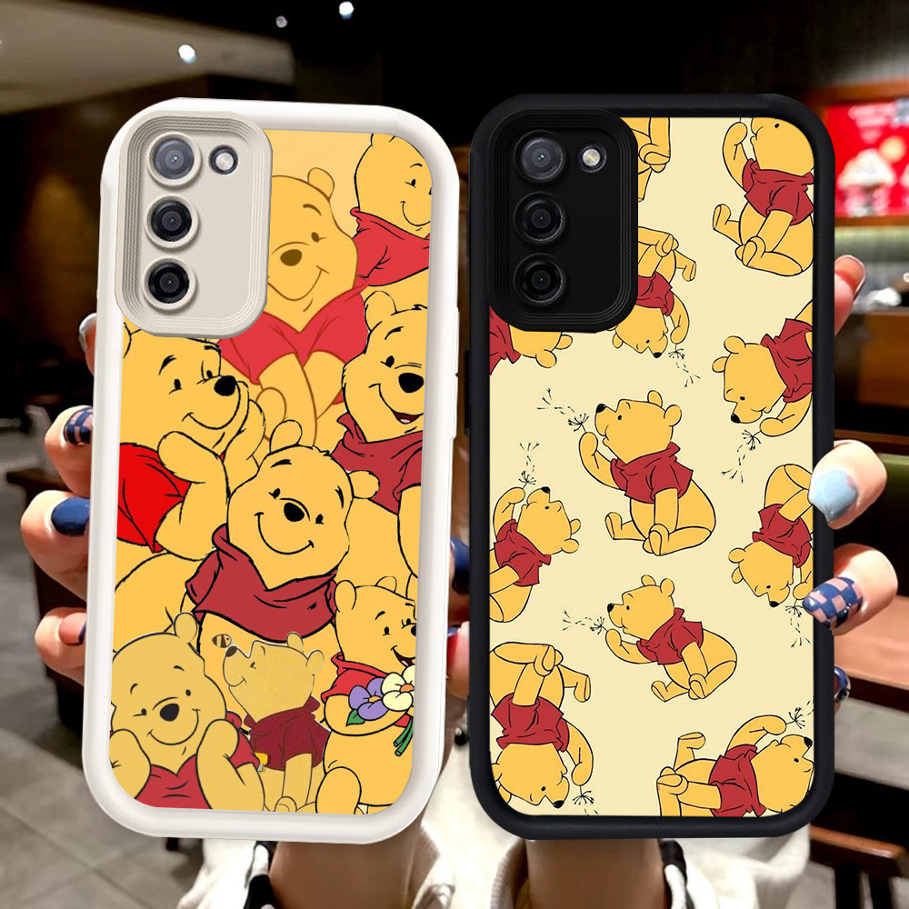 N70 winnie the pooh Silikon hitam putih Casing untuk Samsung A31 S21 S20 FE A71 A51 Case