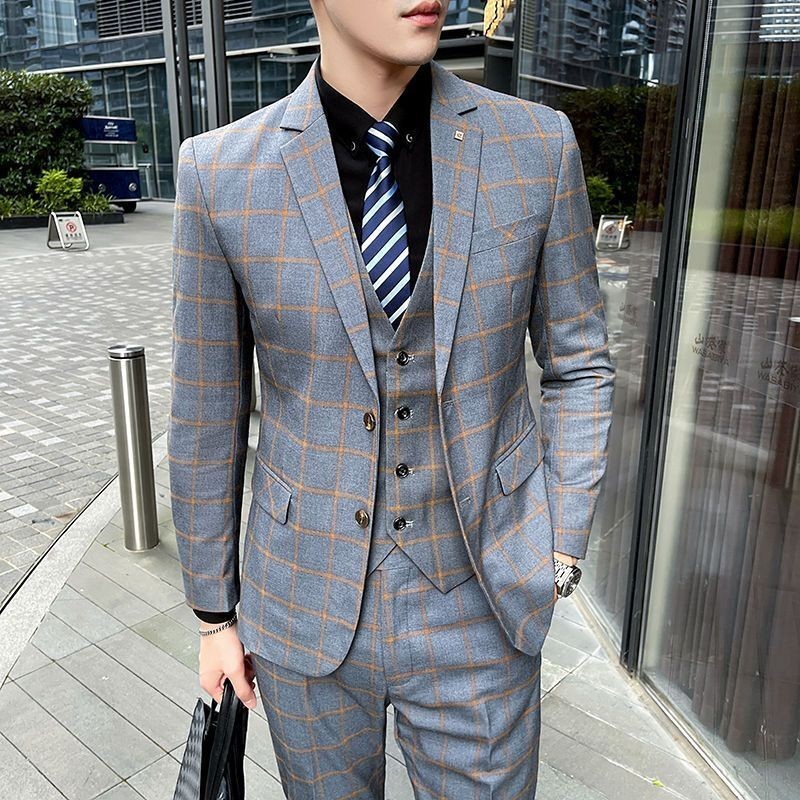 Setelan Jas Pria  Pakaian pria biasa, profesional formal pria, gaya Korea trendy dan pakaian kecil t