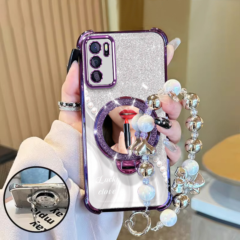 OPPO A16-4G A16S A54S-4G Premium Cute Aesthetic Shockproof tali hp gantungan hp Cermin case Cassing 