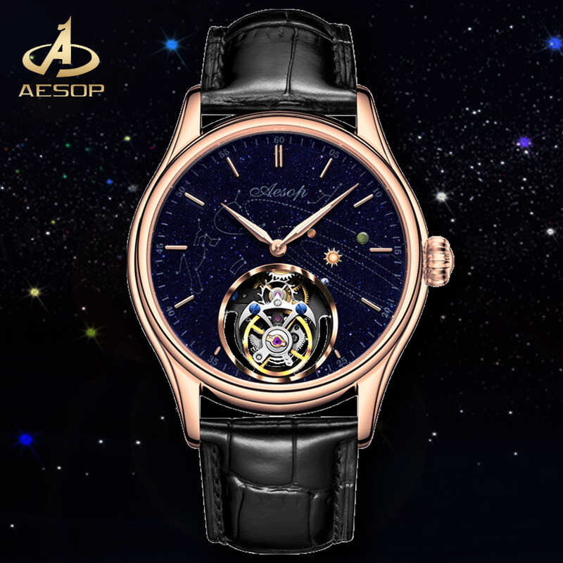 Flying Tourbillon AESOP Skeleton Mechanical Watches Waterproof Wristwatches Watch Brand For Men