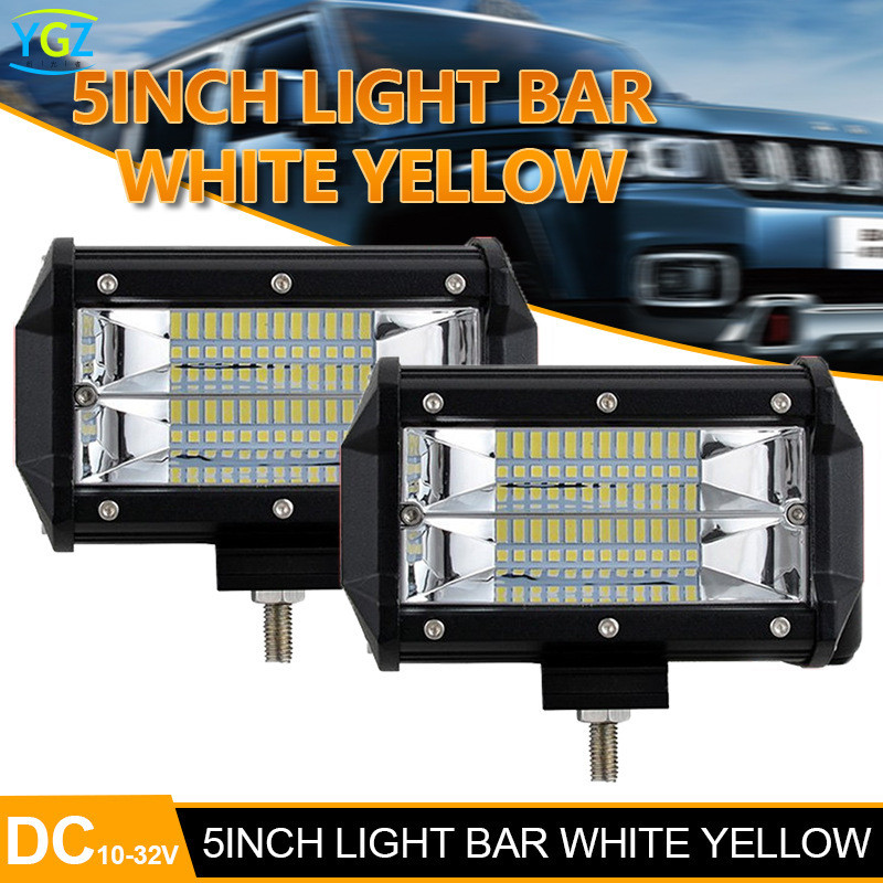 Lampu LED Outdoor Malam Hari Offroad  Kerja mobil terang kuning 5-inci 72w24 LED garis panjang light