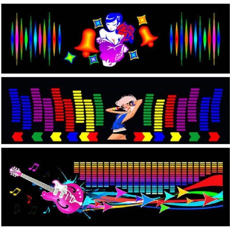 Stiker Musik Lampu Flash LED Mobil Kaca Belakang Dekoratif Cahaya Suara Diaktifkan Equalizer Dengan 