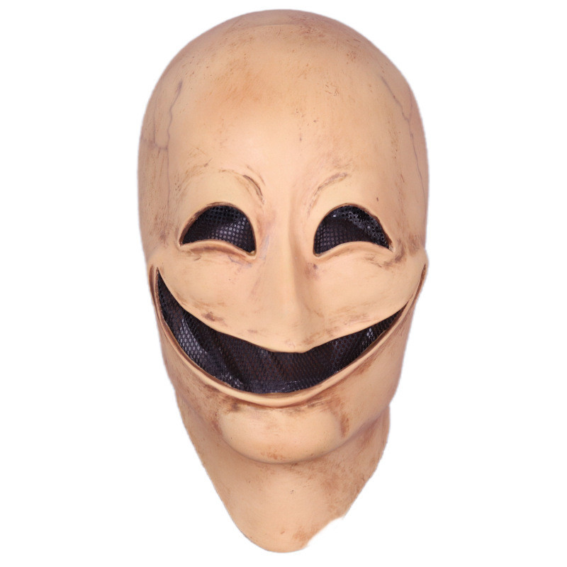 Topeng Wajah Mask  Wajah tersenyum, topeng alien, tanpa wajah, penutup kepala pria, pesta Halloween,