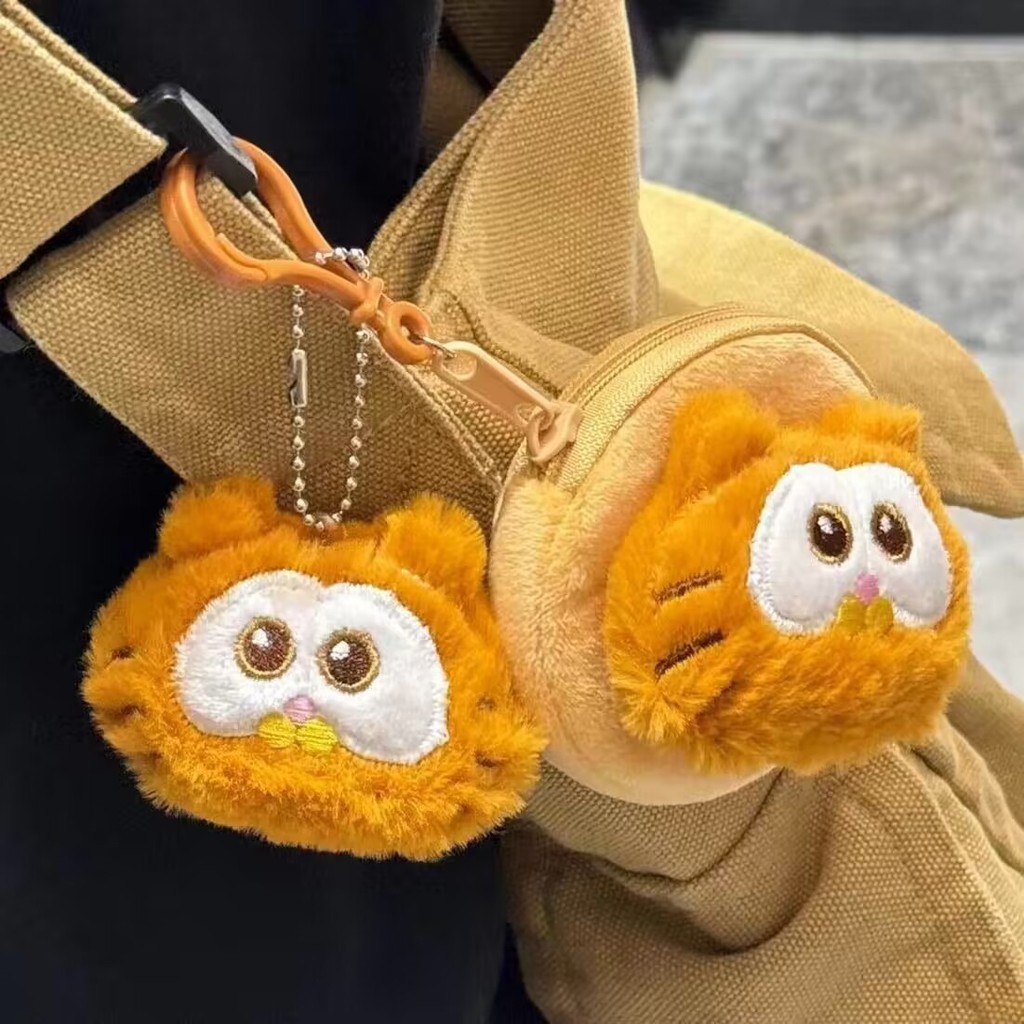 Dompet Koin Garfield Kartun Lucu Boneka Mewah Aksesori Liontin Bagus Tas Kunci Lucu Lembut Manis Pa