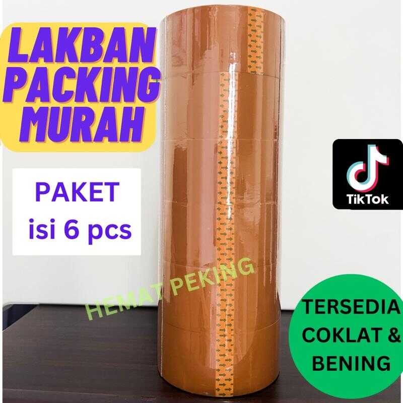 

Lakban Packing Murah Paket 6 pcs Bening Transparan Coklat