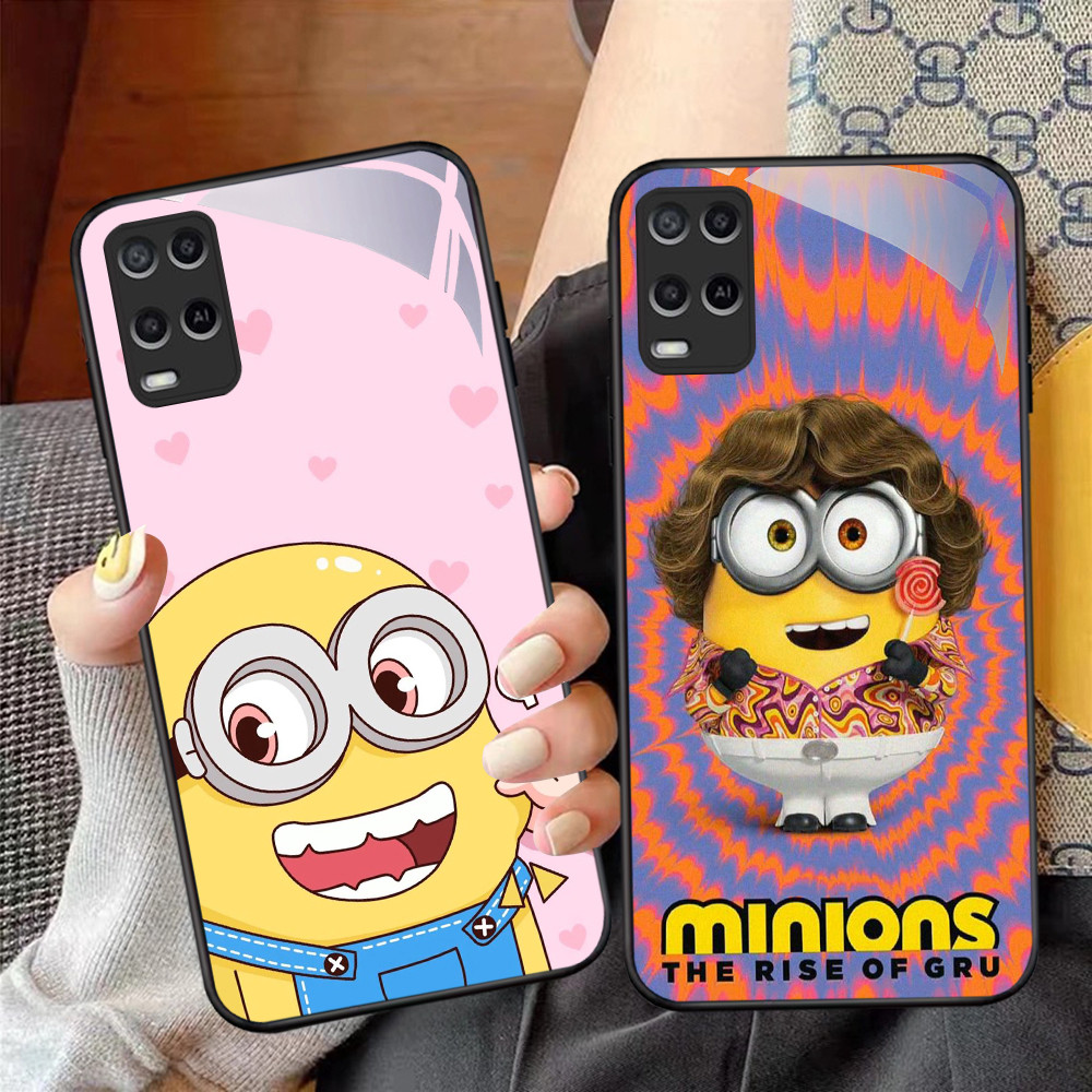 NC-53 M-Minions Kaca Glass Case Untuk OPPO A54 A55 Reno Narzo 7 8 8i 9 50 Pro