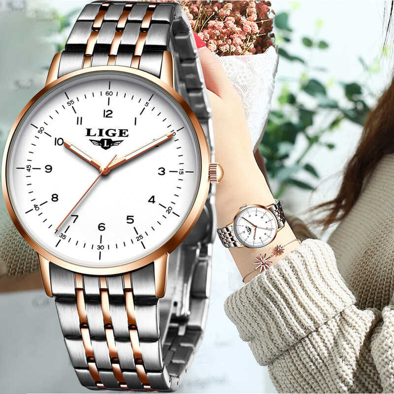 LIGE Bracelet Fashion Casual Waterproof Quartz Wanita berpakaian Watch Gift lover Jam relogio f