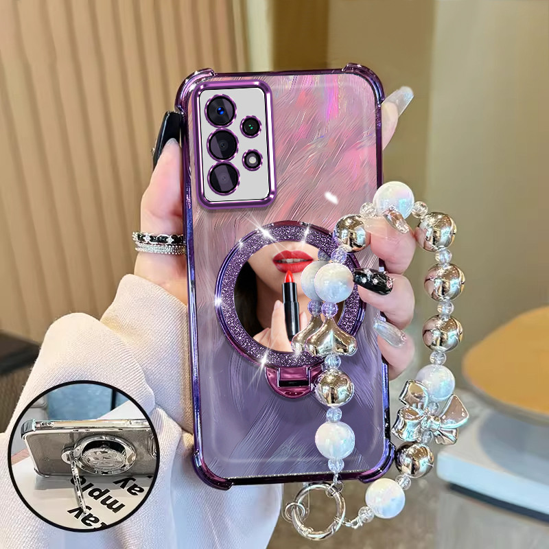 SAMSUNG A52-5G A52S Premium Cute Aesthetic Shockproof tali hp gantungan hp Cermin case Cassing Casin