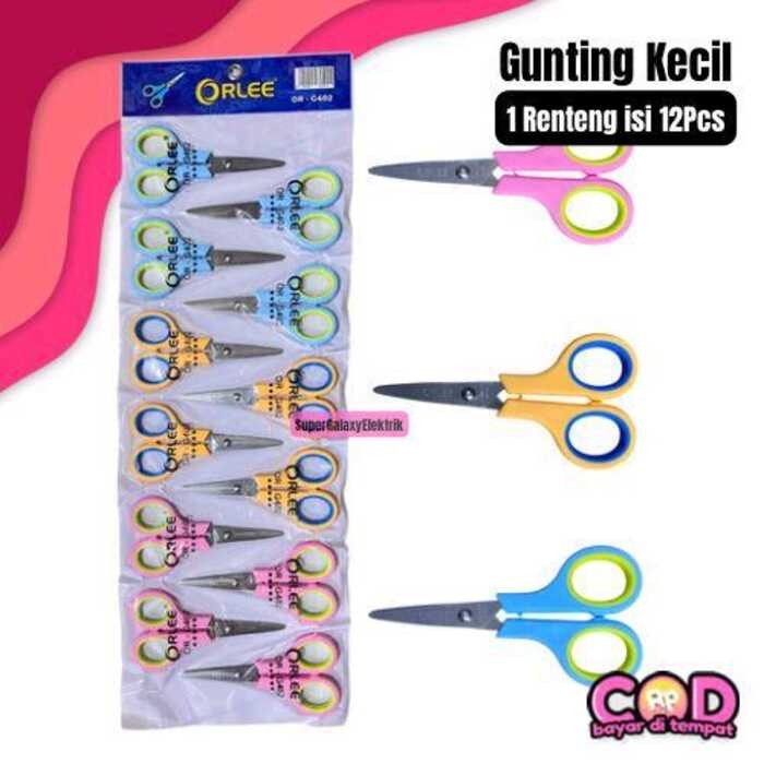 

(Isi 12Pcs) Gunting Stainless Tam/Gunting Hitam Yukinawa/Alat Pemotong/Gunting Kecil Renteng Warna Warni Orlee / Mi-One