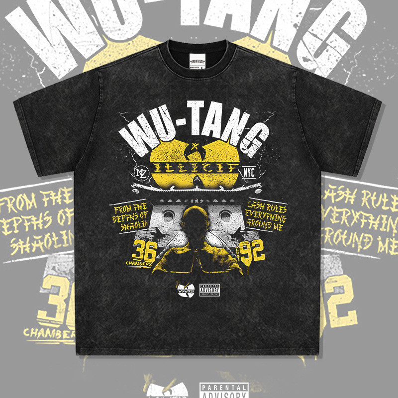 Wu Tang Clan Wudang gaya rap HIP-HOP mencetak T-shirt dengan lengan pendek jalan terbuka BBOY Rap TE