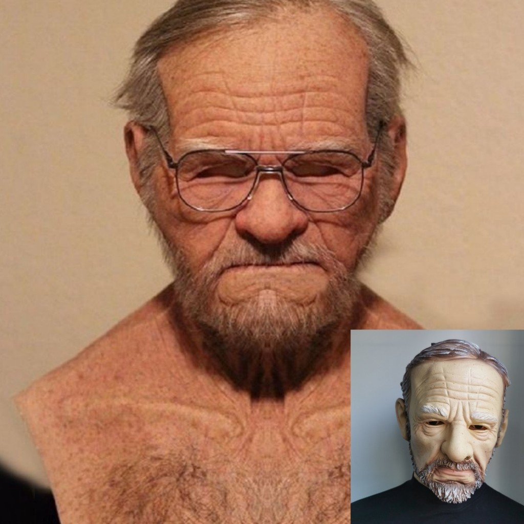 topeng Halloween Manusia Realistis Wajah Muda Wig Lateks Topeng Kepala Lansia Import