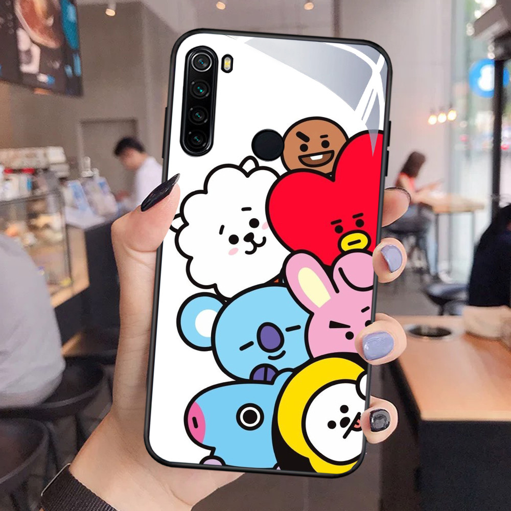 NC-14 BTS Kaca Glass Case Untuk Xiaomi Redmi 8 8A 9 Note 8 10 Pro Lite