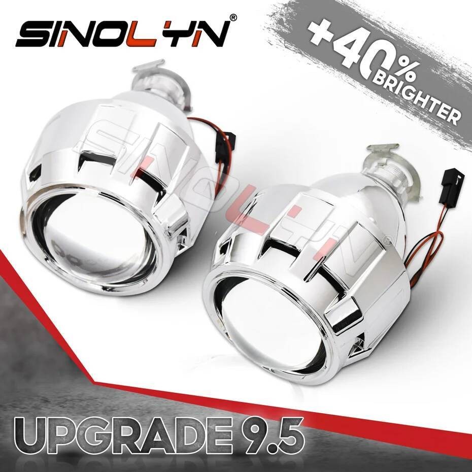 Lensa 9.5 Proyeor Versi Sinolyn Untuk Lampu Depan H4 H7 2.5” Bi Xenon Mobil Sepeda Motor 2.5”