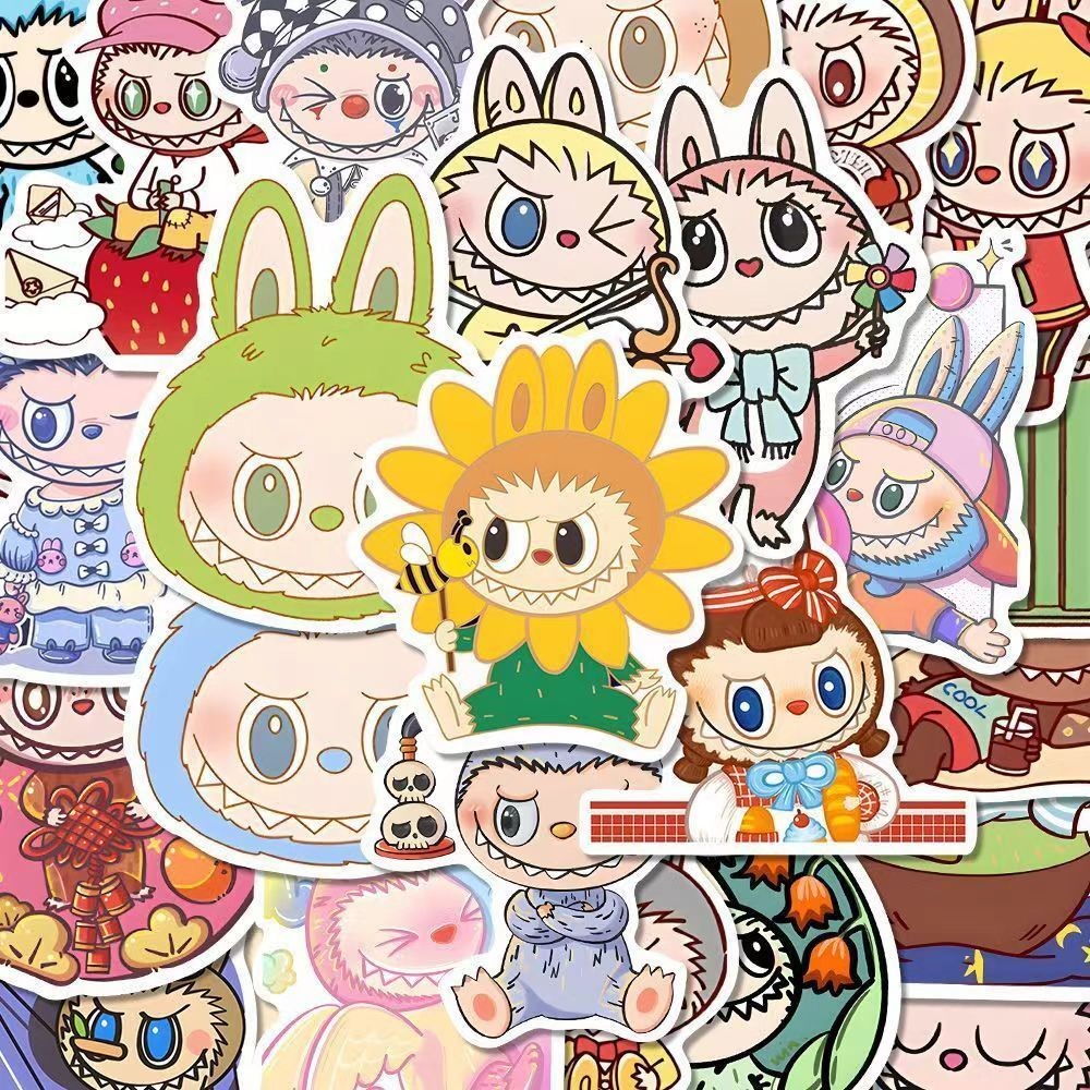 

160 Stiker Labubu Kartun Lucu, Stiker Buku Pegangan Dekoratif Bubble Mart Dua Dimensi, Tahan Air