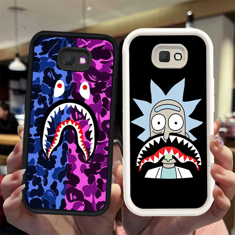 N76 shark Silikon hitam putih Casing untuk Samsung J7 J2 J4 J6 Prime Plus Pro Case