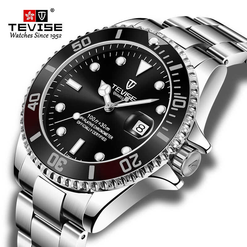 Hot Jual 2020New Tevise Quartz Men's Automatic Date Fashion Sport Watch Stainless Steel Clock R