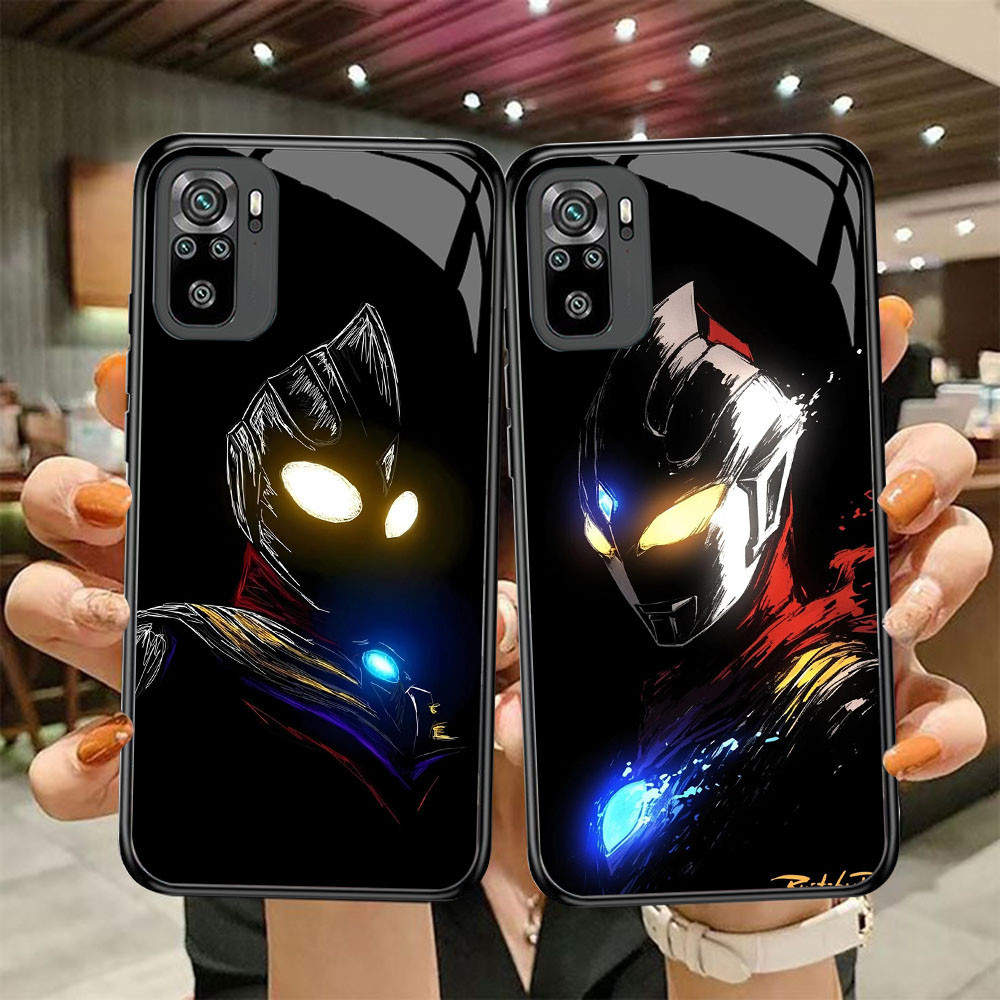DF-106 Ultraman TPU HD Glass Casing untuk Xiaomi Redmi Note 10 10S 10T 11 SE 11S Poco M3 M4 M5S Pro