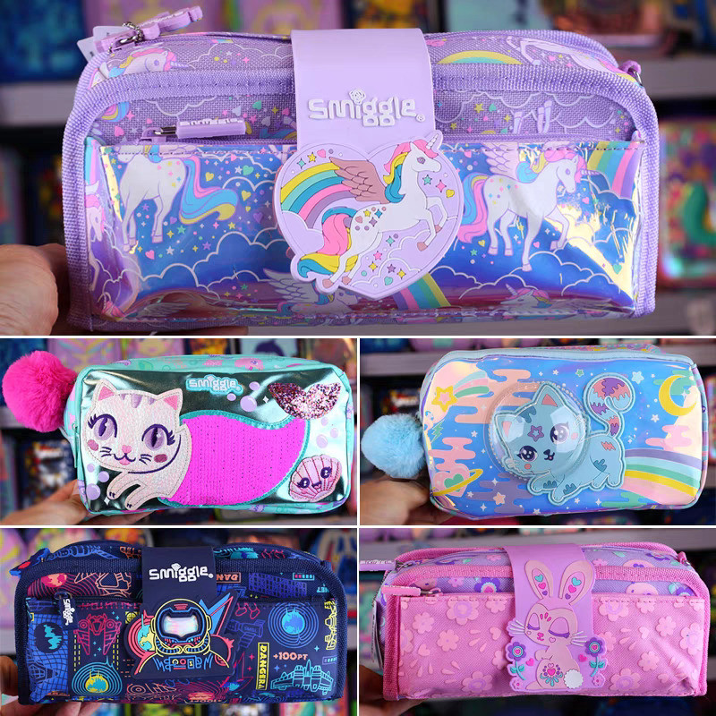 

Kotak Pensil smiggle Tas Pensil Penyimpanan Multi-Fungsi Multi-Lapisan Unicorn Australia untuk Siswa Kotak Alat Tulis Hadiah Ulang Import