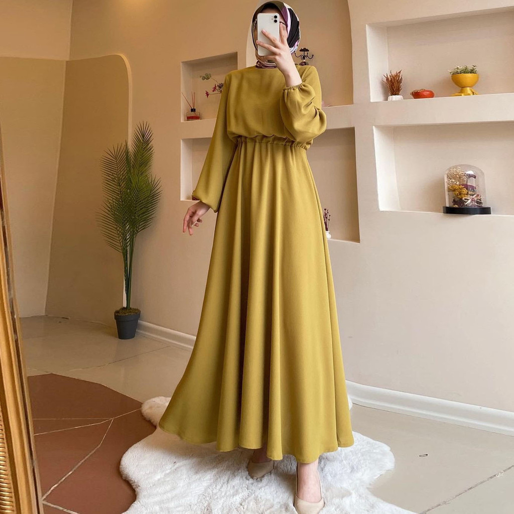 Muslim Arab Apparel 2024 Spring New Fashion Loose Long sleeved Large hem Dress A-line Skirt