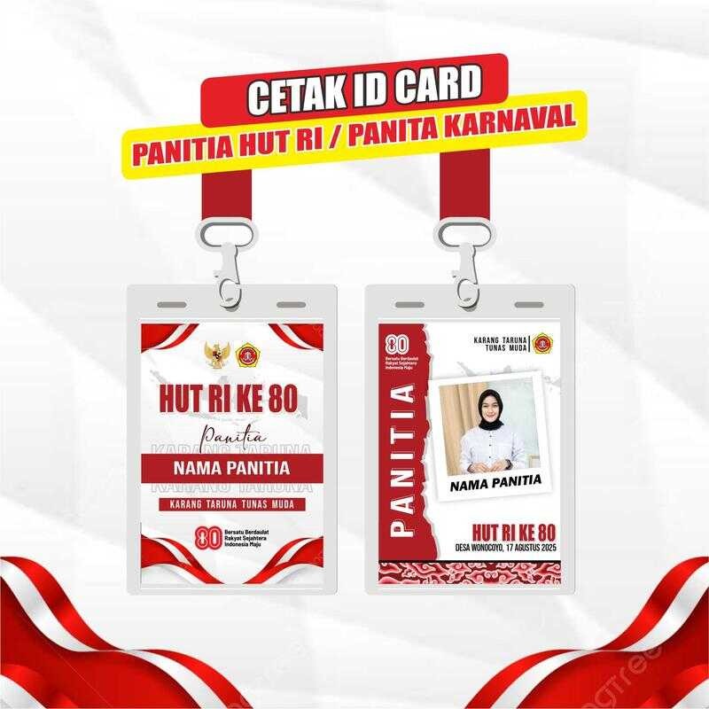 

KARTU ID CARD PANITIA AGUSTUS / NAME KARANG TARUNA LENGKAP DENGAN PLASTIK DAN TALI