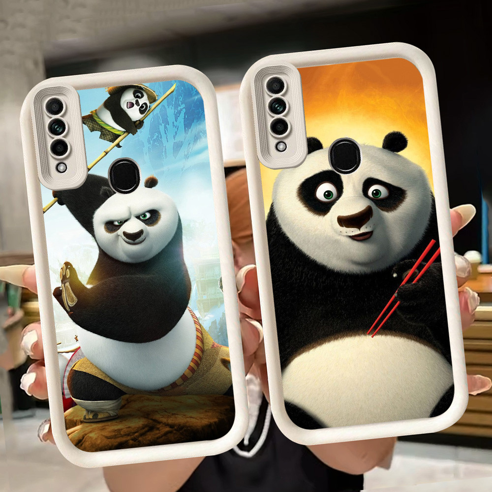 lembut Casing untuk OPPO A91 A53 A31 A53S A33 F15 Reno 3 Putih Q15 Kungfu Cute Panda