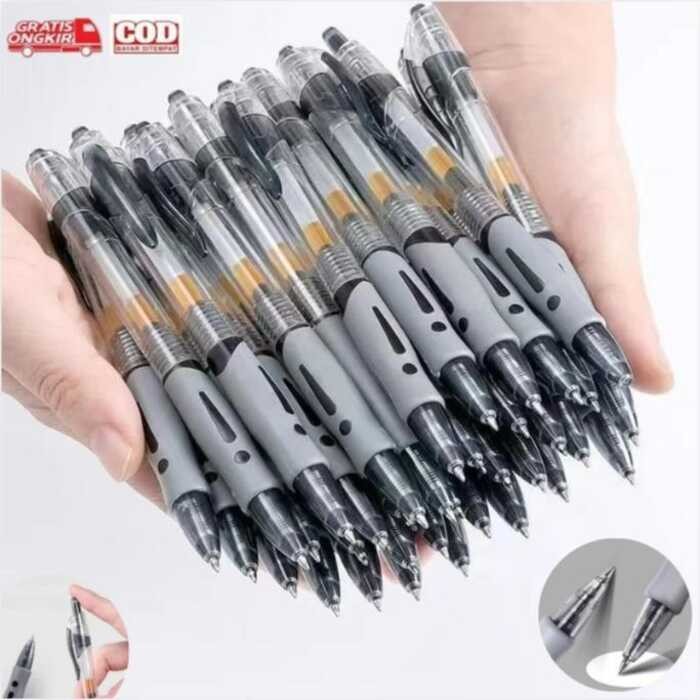 

(BISA COD) 12-50PCS Pulpen Retractable Ink 0.5mm gel pen Standar Pena Alat Tulis GP-265 Q Gel kapur Biru Hitam Merah