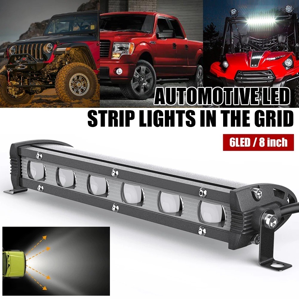 Lampu LED Outdoor Malam Hari Offroad  WJ mobil LED baris tunggal kecil 18W 6 4D kerja off-road garis