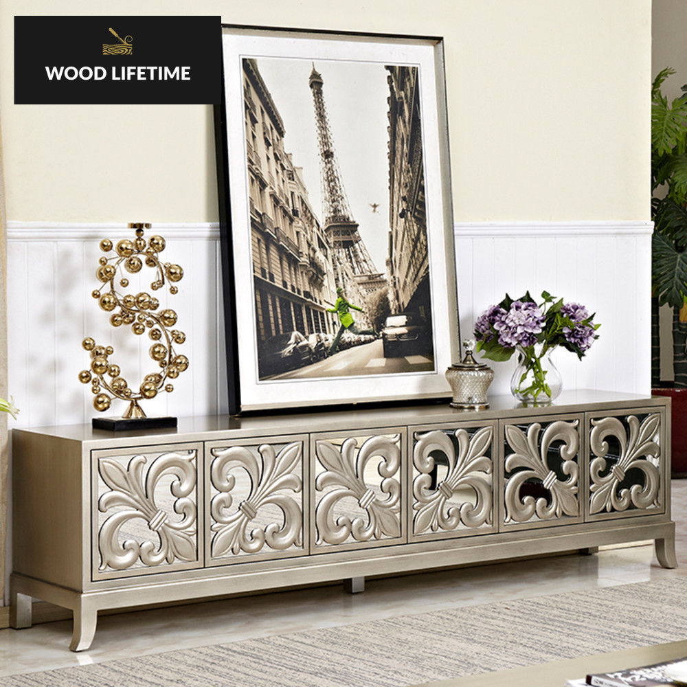 TV cermin neoklasik, ruang tamu Eropa rendah, Kabinet lantai antik gaya Amerika, kabinet audiovisual