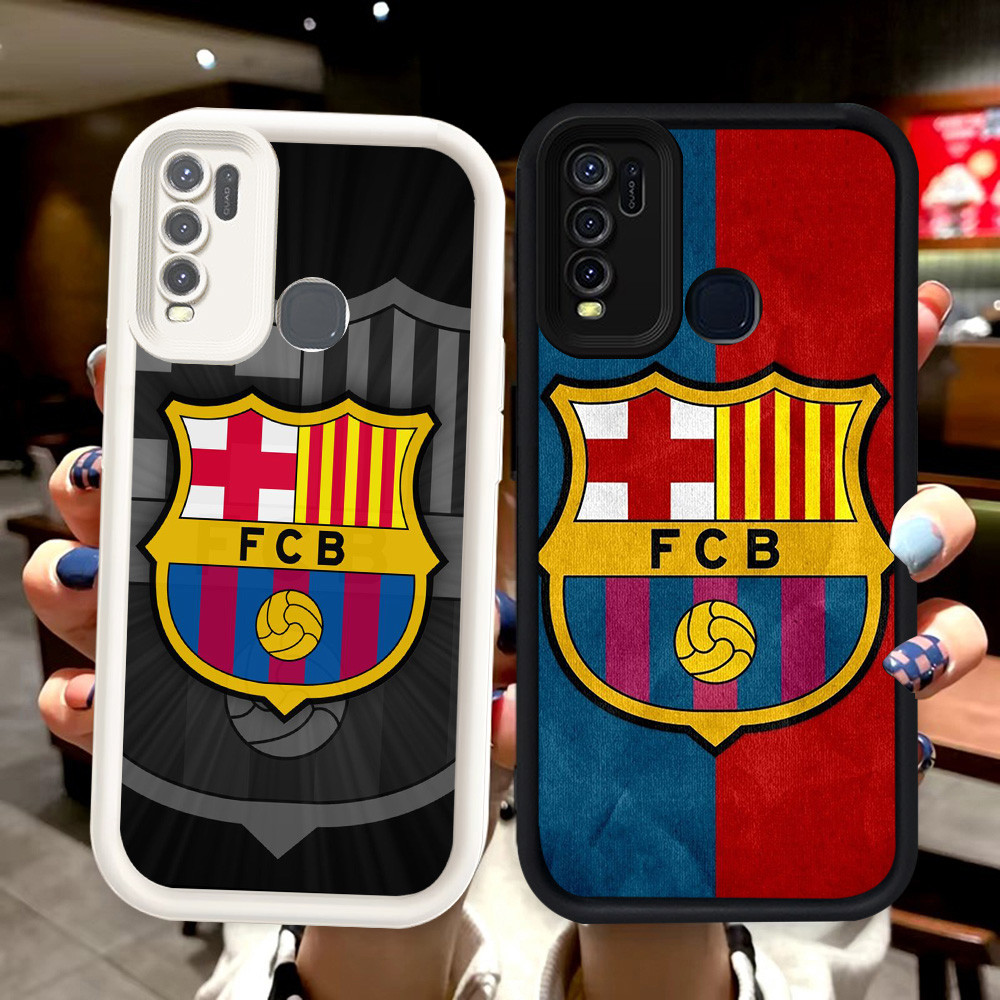 N135 Barcelona Silikon hitam putih Casing untuk VIVO Y50 Y30 V15 Y30i Case