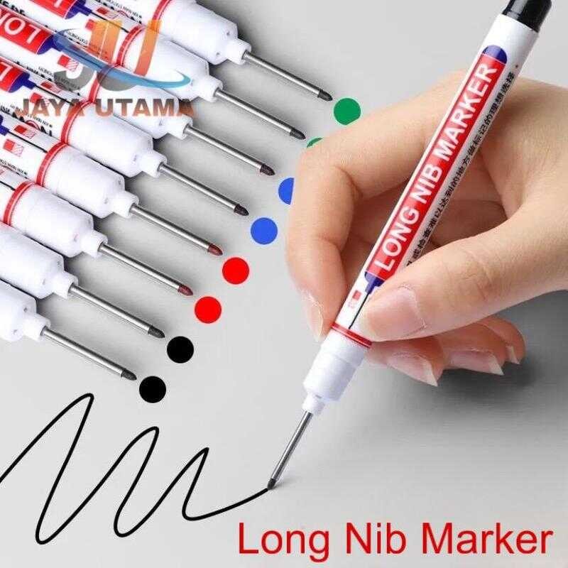 

3pcs Penanda Kepala Panjang Pulpen Tulisan Serbaguna Tukang Bangunan Lubang Dalam Spidol Berminyak Tahan Air Cepat