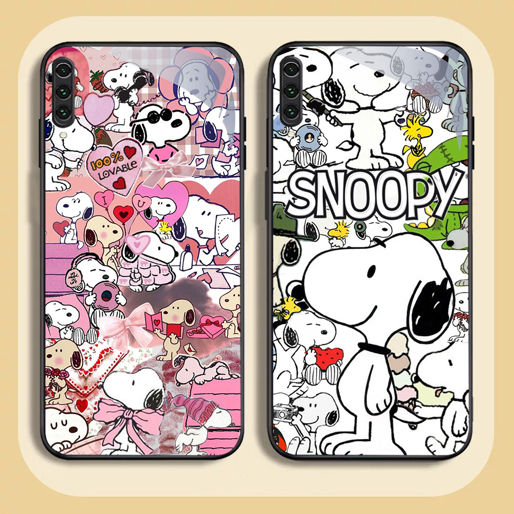 NC-81 Snoopy Kaca Glass Case Untuk Samsung A50 A70S A70 A10 A02 A7 Note 10 Pro Plus