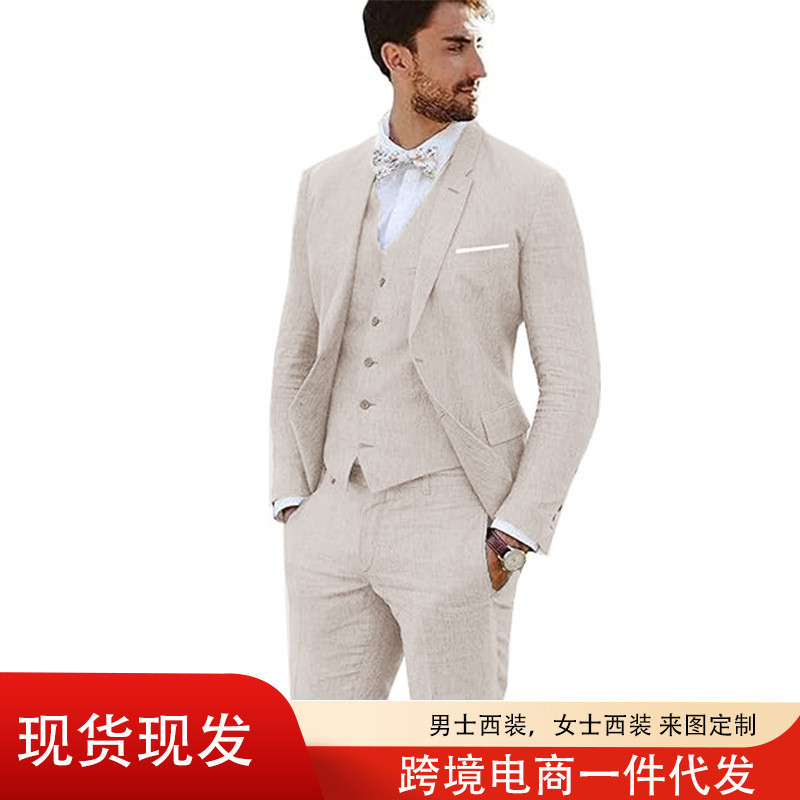 Setelan Jas Pria  Pakaian pakaian laki-laki tiga potong bola pernikahan set slim fit jaket kaki peng