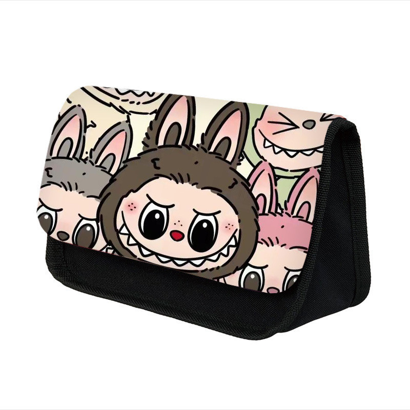 

Tempat Pensil Labubu Labubu Stationery Triangle Stereoscopic Case Anak-anak Lapisan ganda Kartun Pencil Cute Box Impor