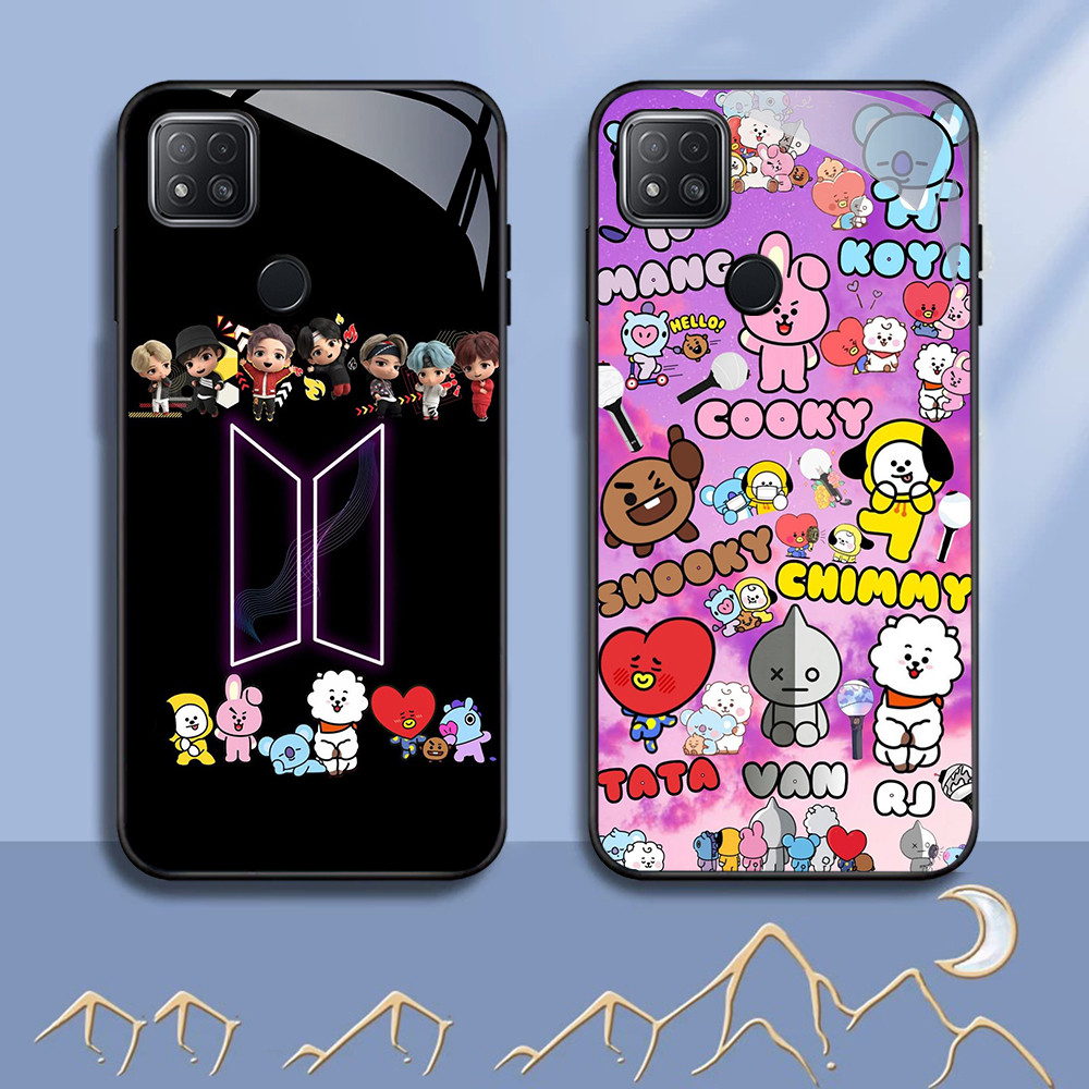 NC-14 BTS Kaca Glass Case Untuk Xiaomi Redmi 9C 10C 10A 11A 9T 11 12 12C Lite Note 8 Poco M3 C3 C31