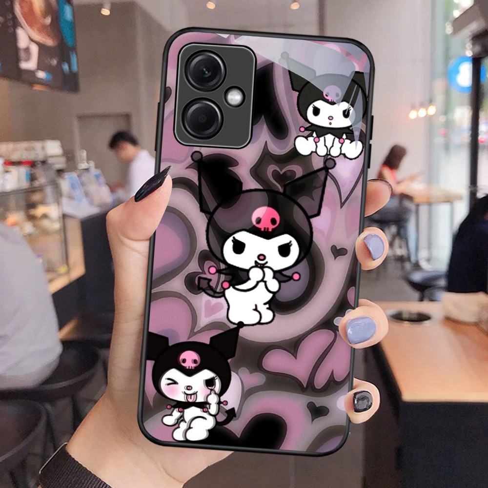NC-45 Kuromi Kaca Glass Case Untuk Xiaomi Redmi 12 13 Note 12 13 Poco X5 Pro