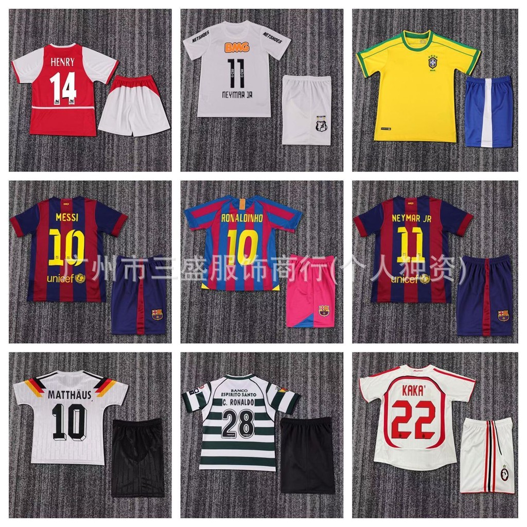 Jersey Anak Barcelona 10 Messi AC22 Kaka Santos No.11 Neymar Kaos Sepak Bola Import