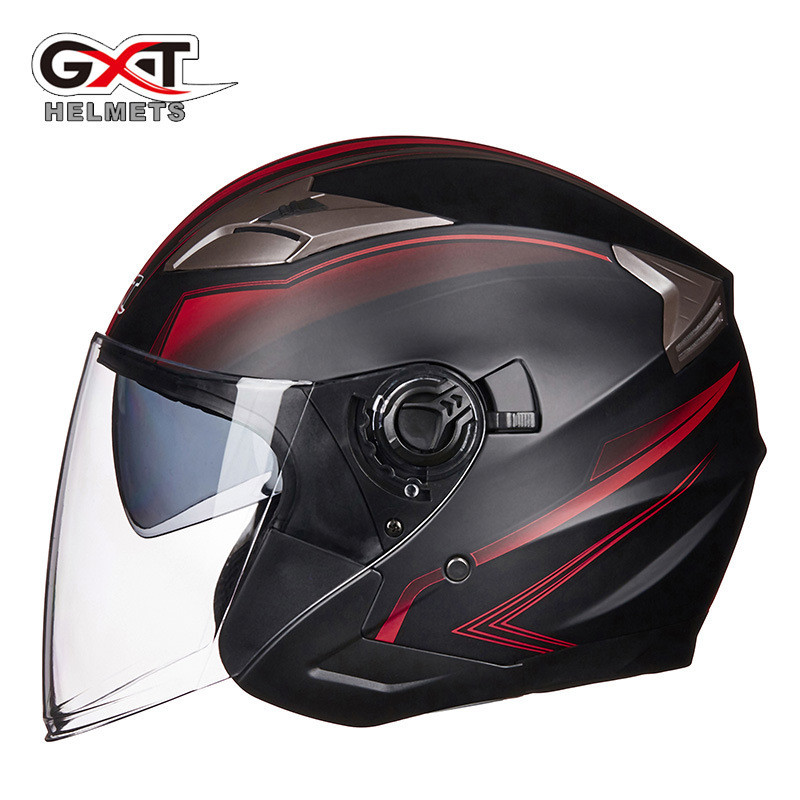Helm Sepeda Motor Helmet  Helm scooter listrik GXT708 dengan lensa dua, pribadi laki-laki dan peremp