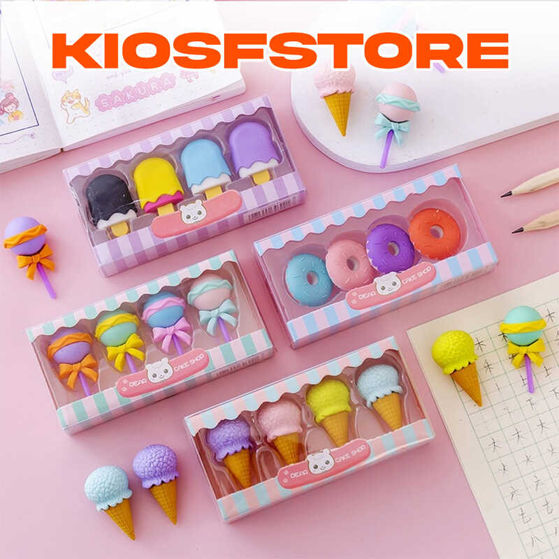 

KFS - PENGHAPUS PENSIL H511 PENGHAPUS SET 4 IN 1 MODEL CUTE PENGHAPUS LUCU ERASER ICE CREAM